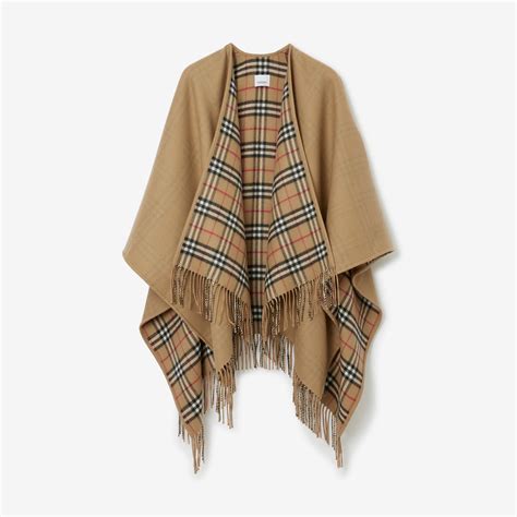 burberry helene reversible cape|reversible check wool cashmere cape.